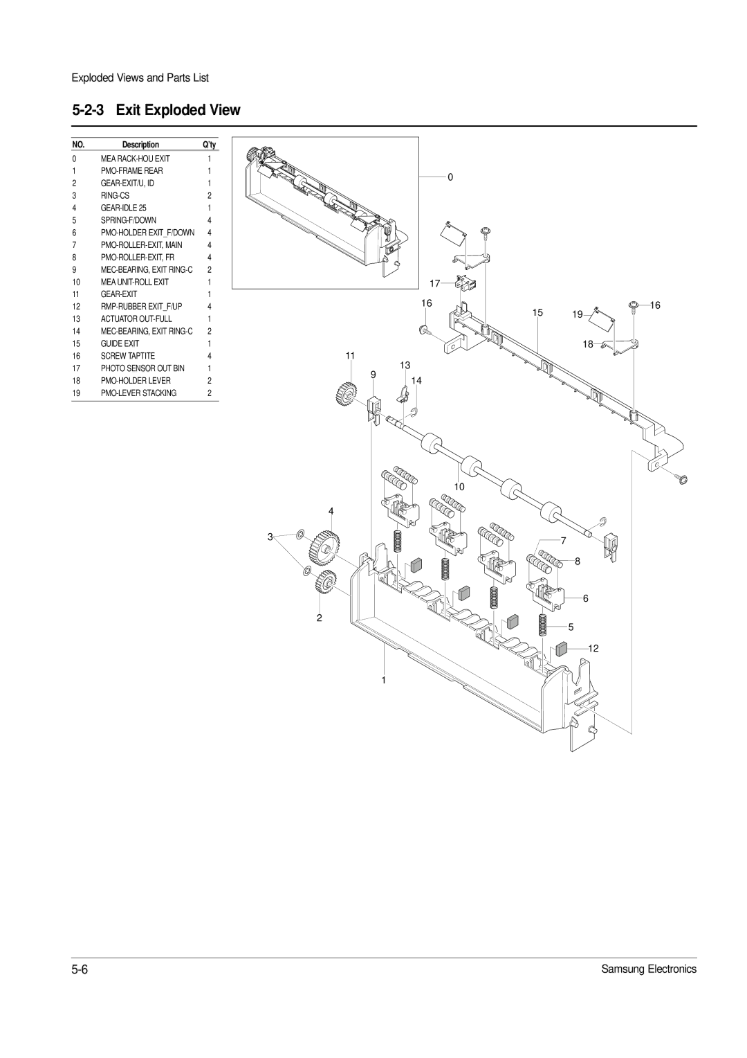 Samsung ML-1651N, ML-1650 specifications Exit Exploded View 