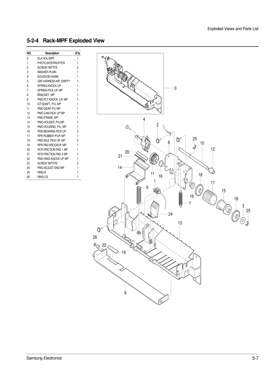 Samsung ML-1650, ML-1651N specifications Rack-MPF Exploded View 