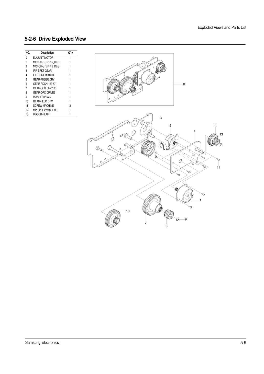 Samsung ML-1650, ML-1651N specifications Drive Exploded View 