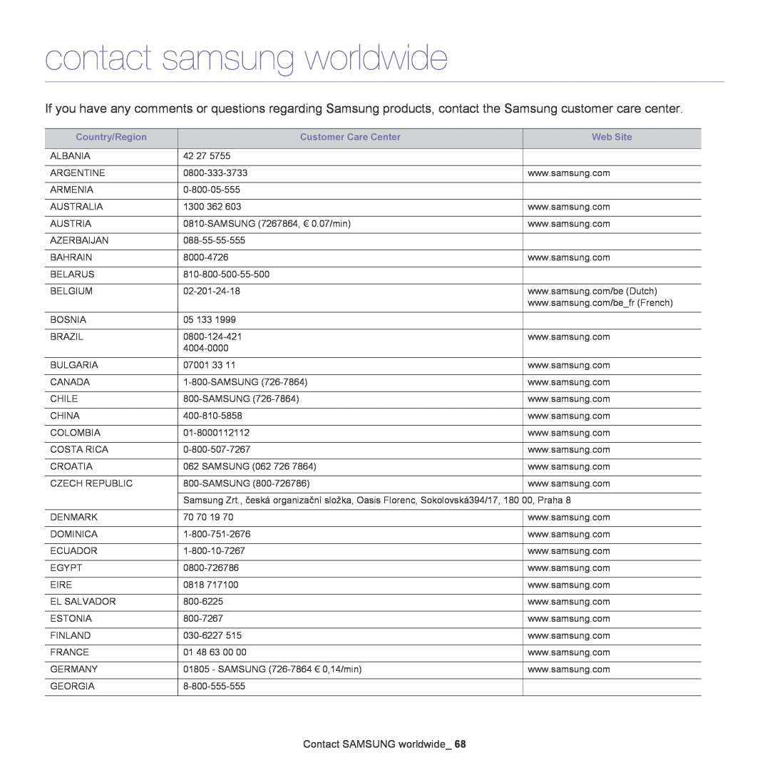 Samsung ML-167X manual contact samsung worldwide, Contact SAMSUNG worldwide 