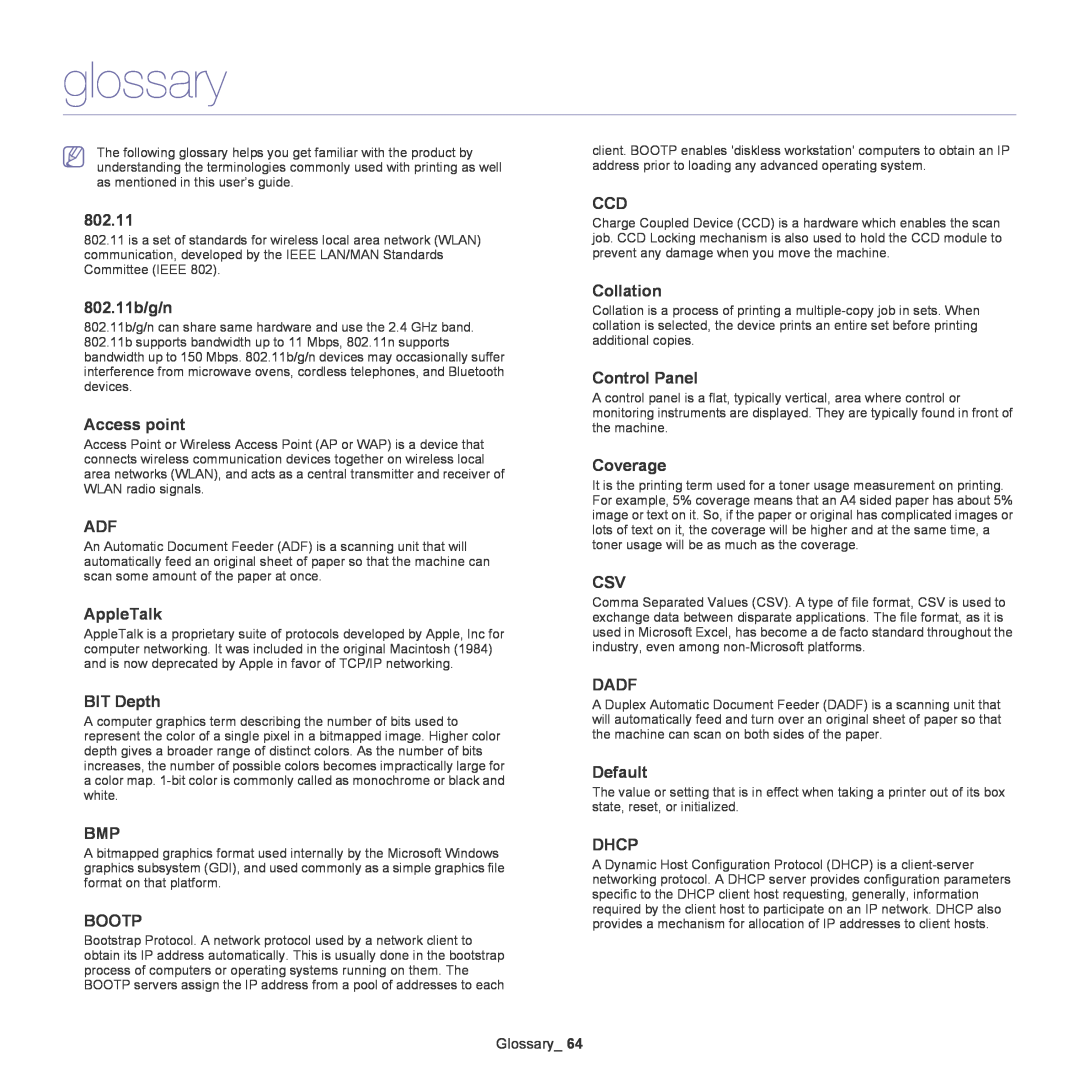 Samsung ML-167X manual glossary 