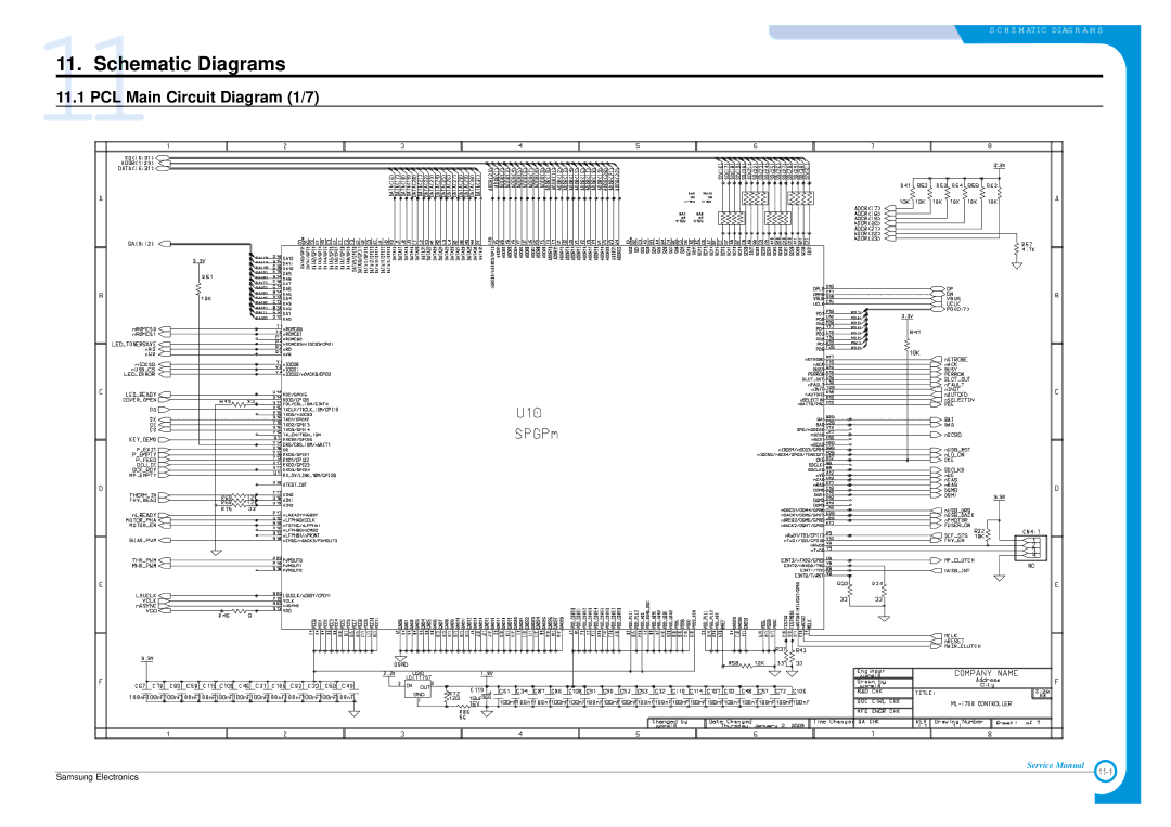 Samsung ML-1700 specifications Schematic Diagrams, PCL Main Circuit Diagram 1/7 