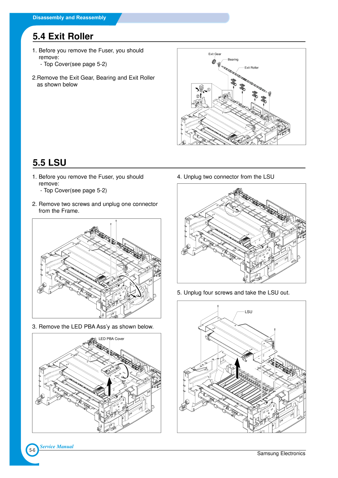 Samsung ML-1700 specifications Exit Roller, Lsu 