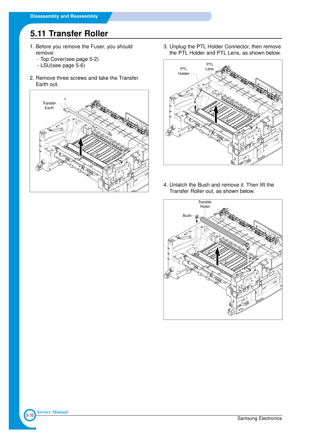 Samsung ML-1700 specifications Transfer Roller 