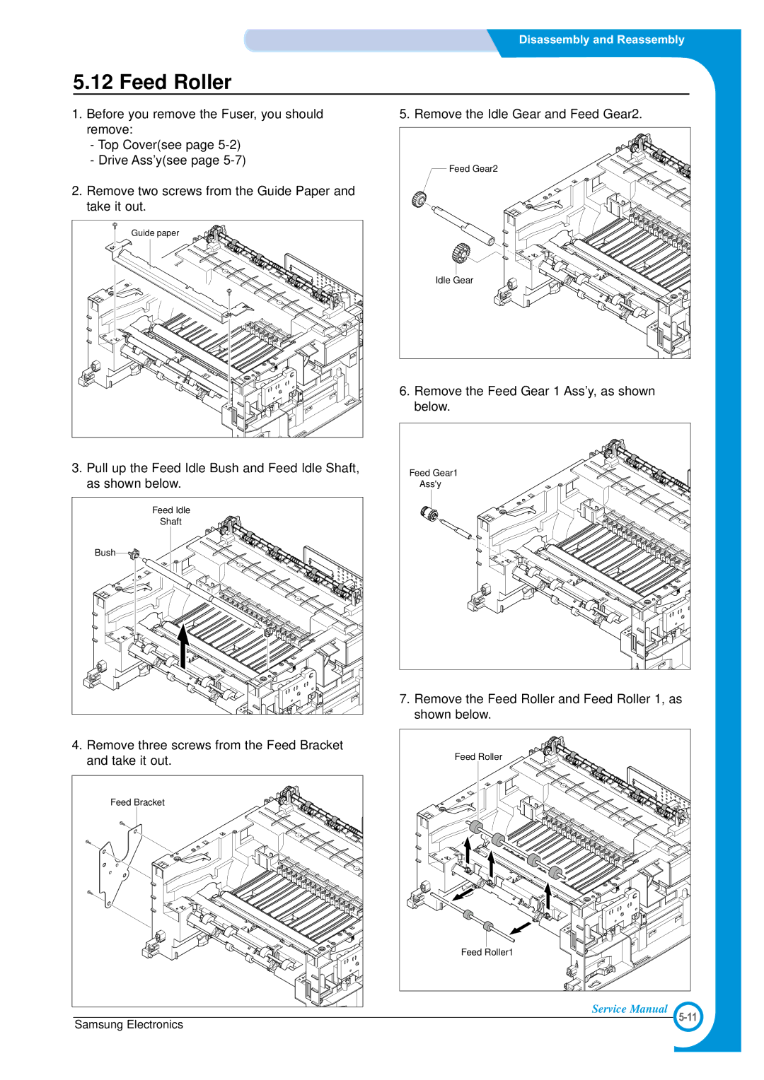 Samsung ML-1700 specifications Feed Roller 