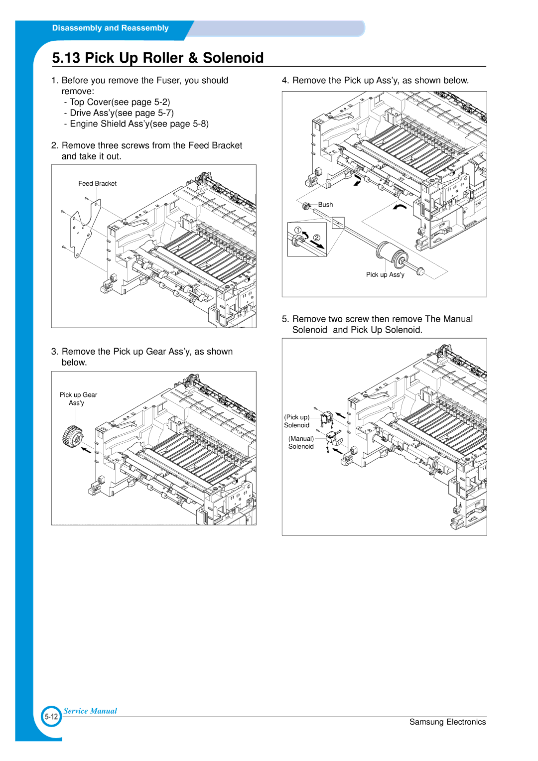 Samsung ML-1700 specifications Pick Up Roller & Solenoid 