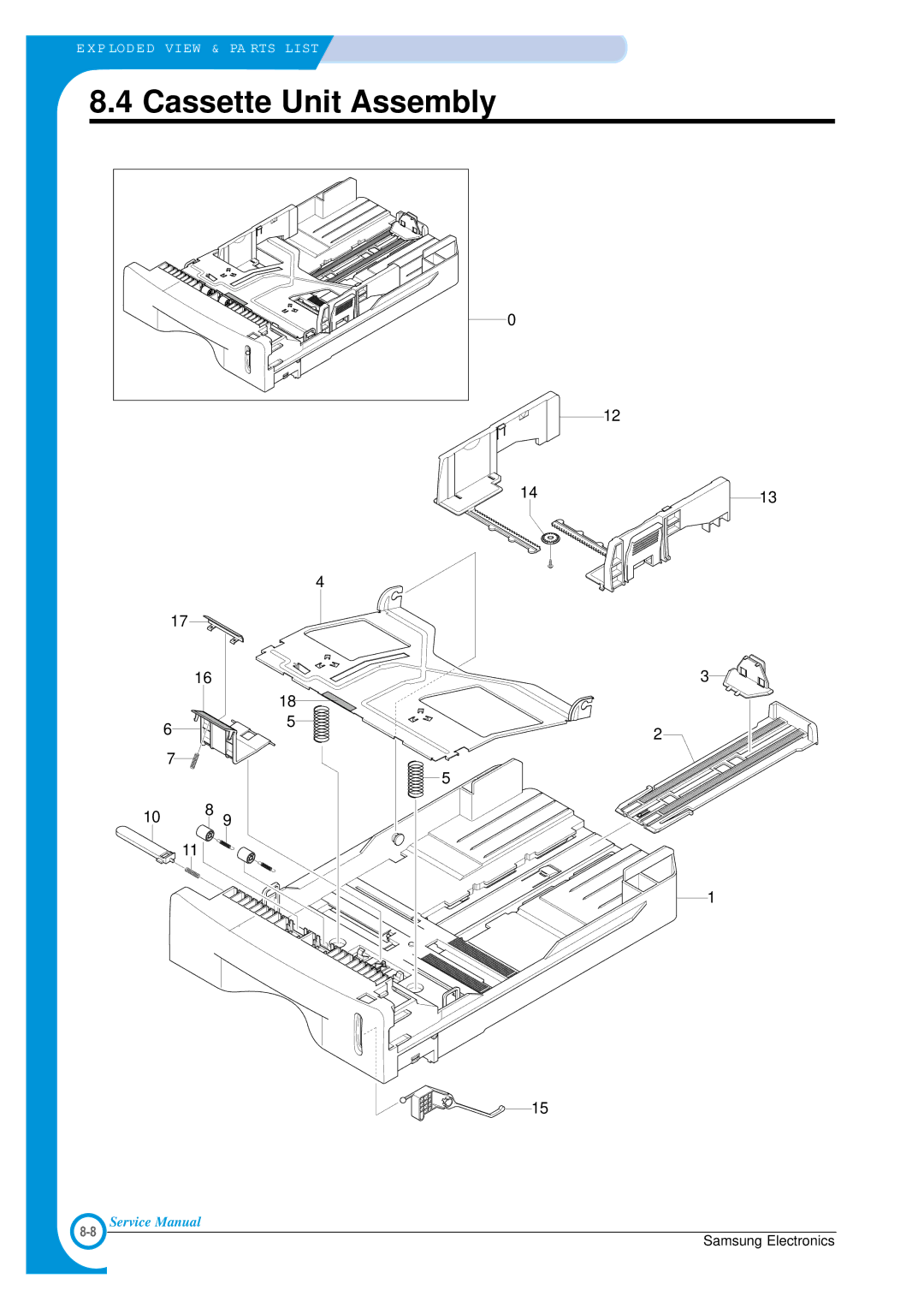 Samsung ML-1700 specifications Cassette Unit Assembly 