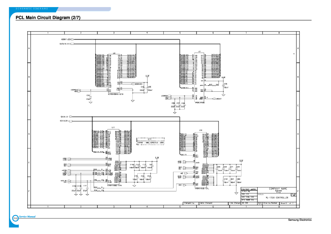 Samsung ML-1700 PCL Main Circuit Diagram 2/7, S C H E M Atic Diag R A M S, Service Manual, Samsung Electronics, 11-2 