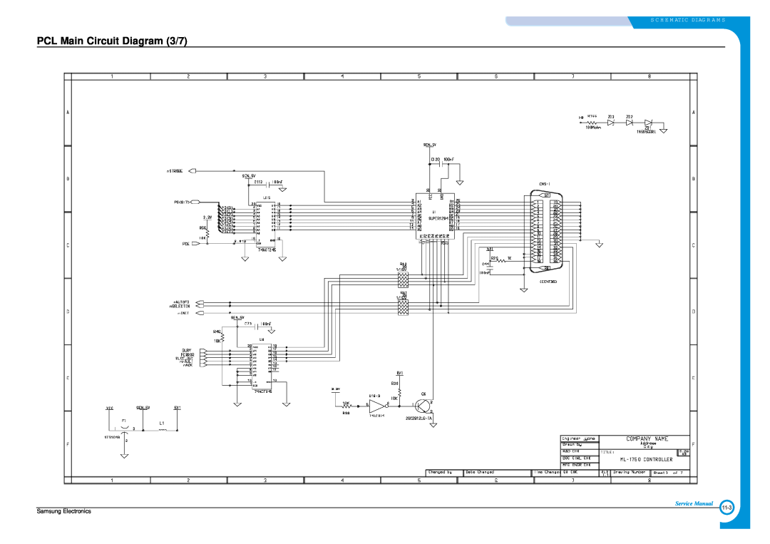 Samsung ML-1700 PCL Main Circuit Diagram 3/7, S C H E M Atic Diag R A M S, Service Manual, Samsung Electronics, 11-3 