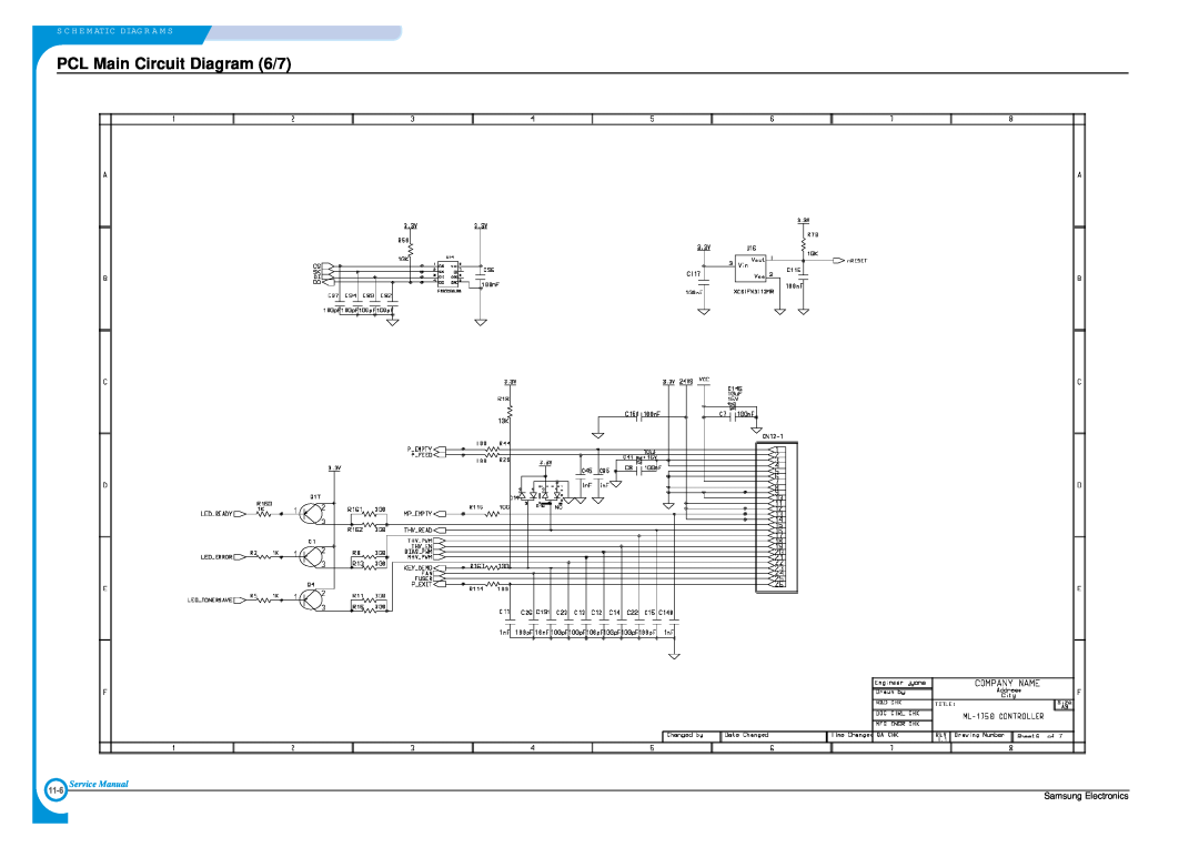 Samsung ML-1700 PCL Main Circuit Diagram 6/7, S C H E M Atic Diag R A M S, Service Manual, Samsung Electronics, 11-6 
