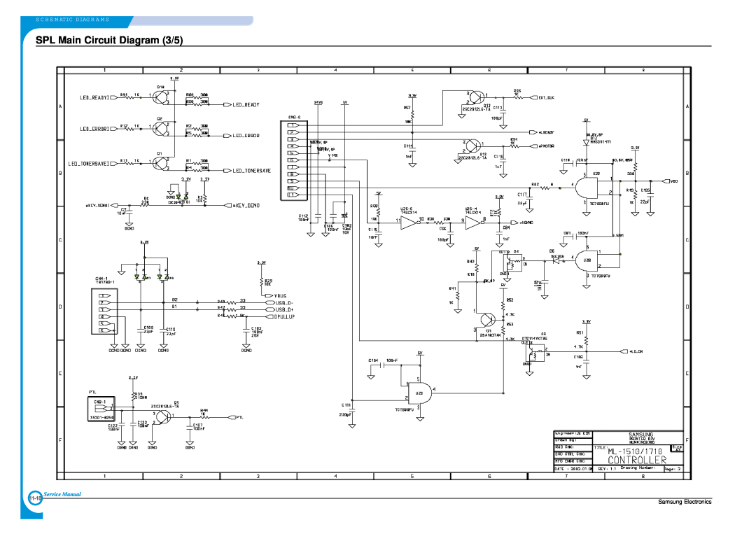 Samsung ML-1700 SPL Main Circuit Diagram 3/5, S C H E M Atic Diag R A M S, Service Manual, Samsung Electronics, 11-10 
