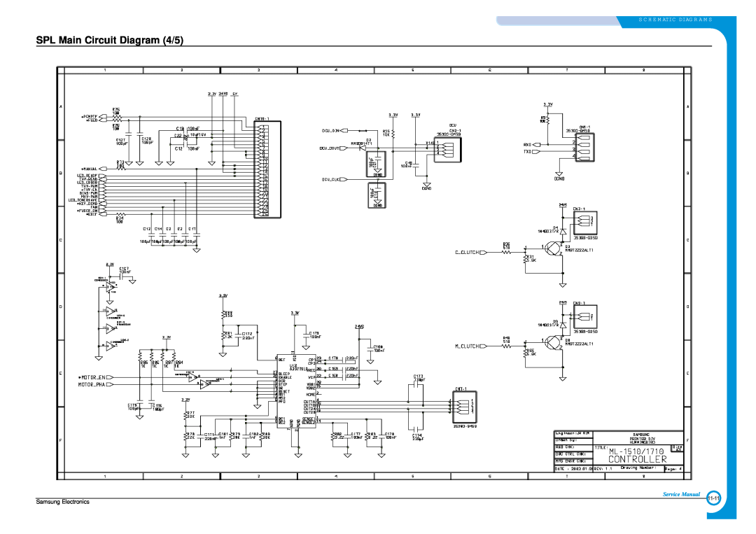Samsung ML-1700 SPL Main Circuit Diagram 4/5, S C H E M Atic Diag R A M S, Service Manual, Samsung Electronics, 11-11 