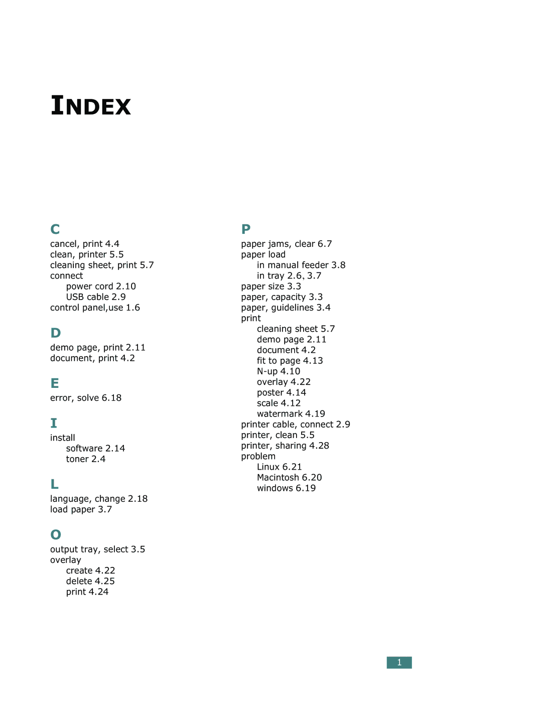 Samsung ML-1710 manual Index 