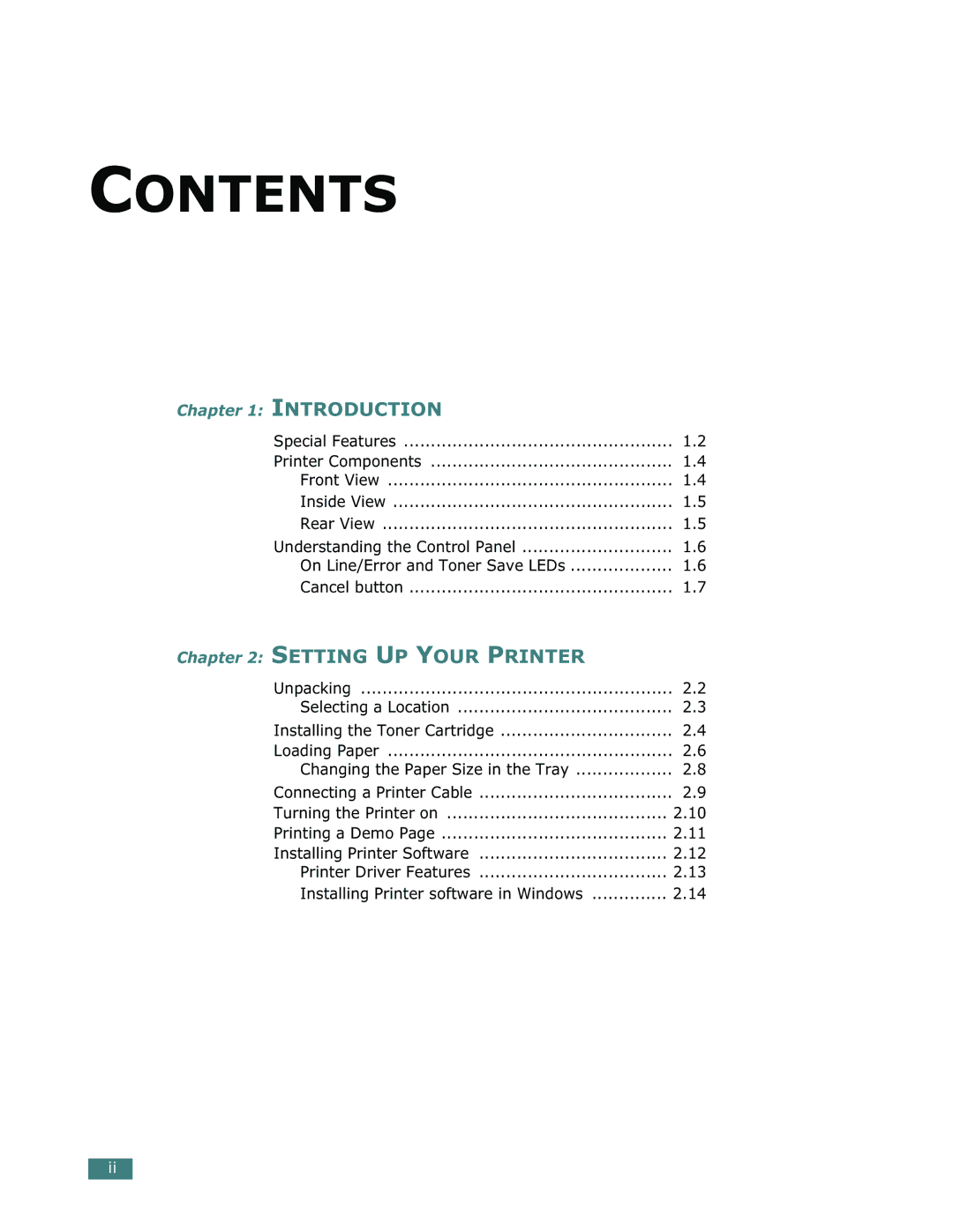 Samsung ML-1710 manual Contents 