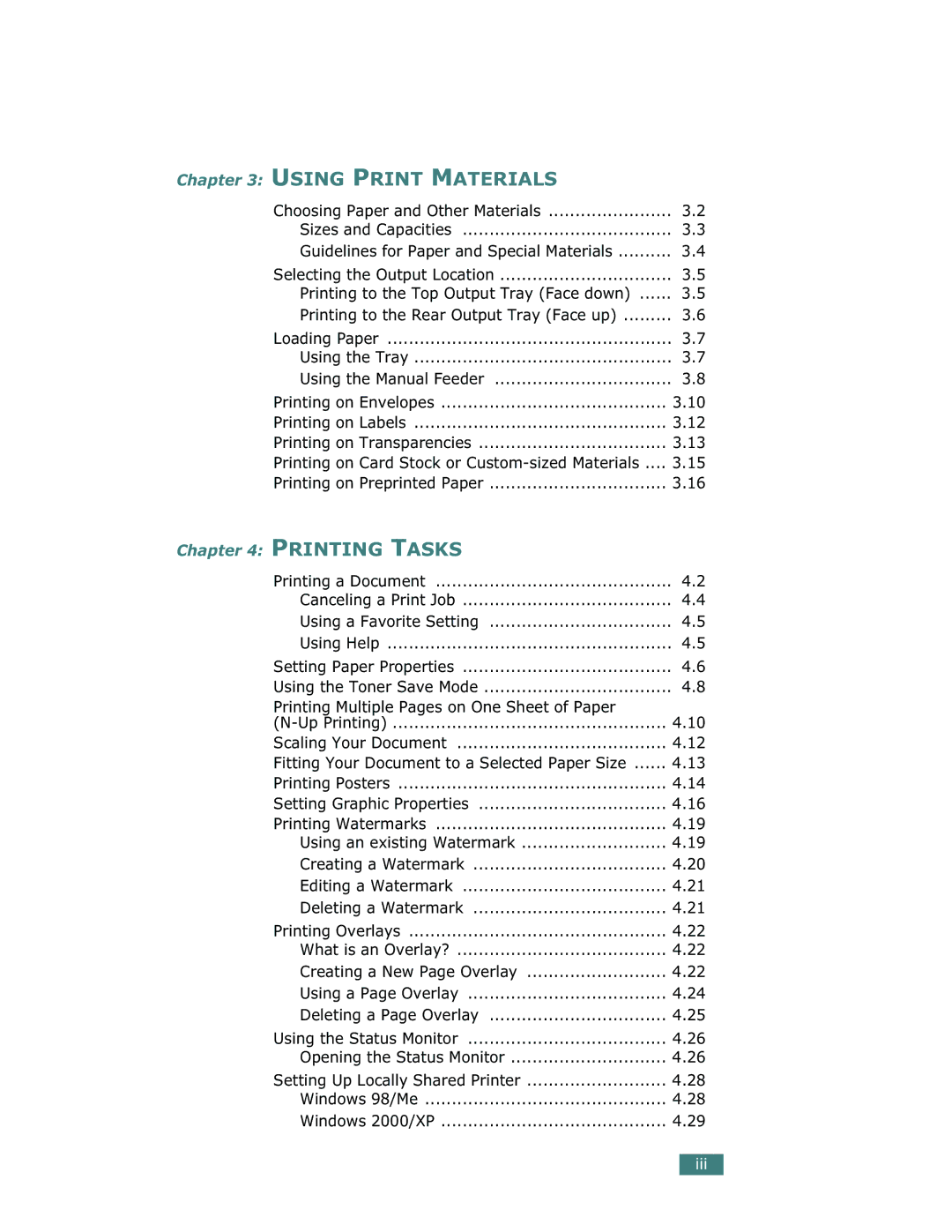 Samsung ML-1710 manual Using the Tray Using the Manual Feeder, Printing Multiple Pages on One Sheet of Paper 