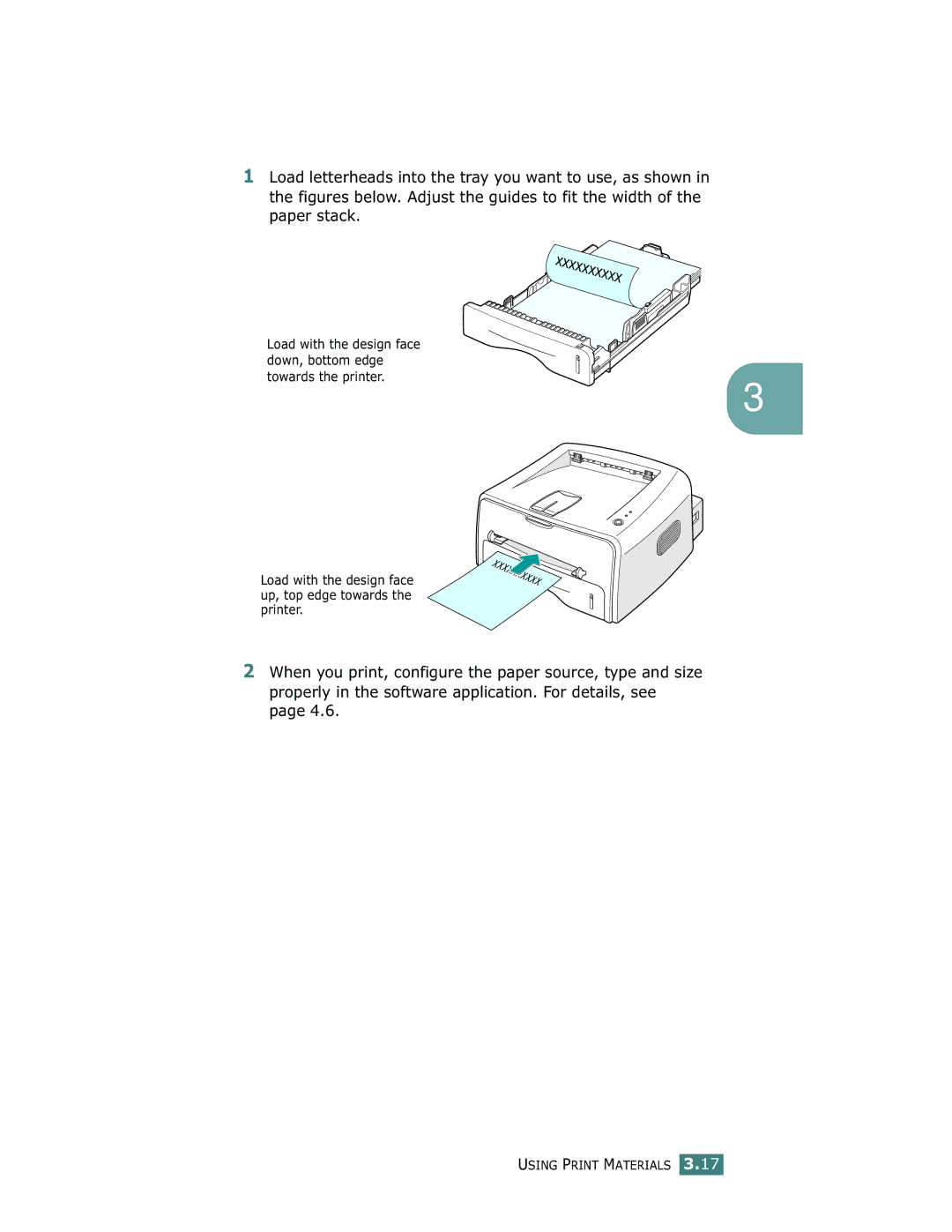 Samsung ML-1710 manual Load with the design face up, top edge towards the printer 