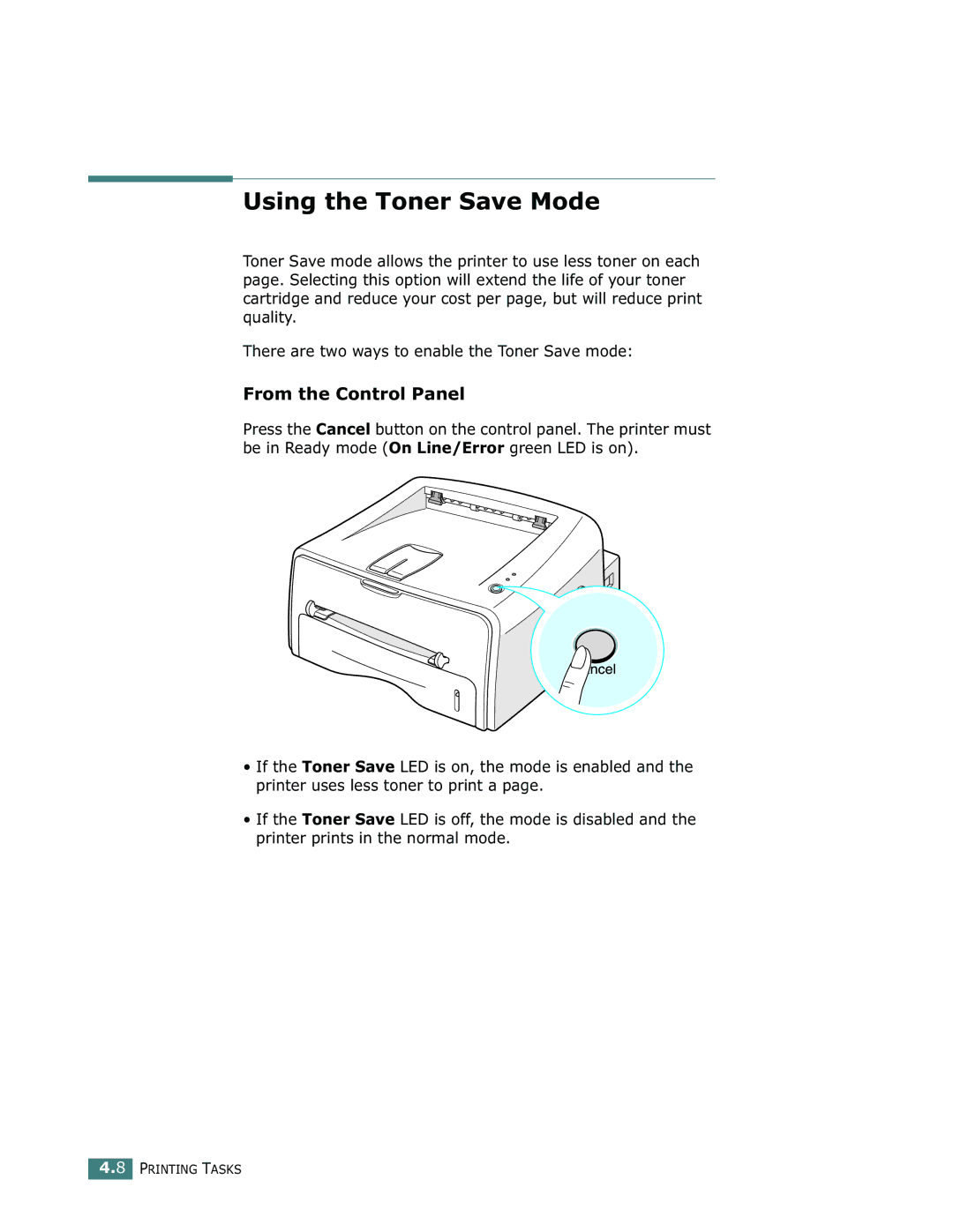 Samsung ML-1710 manual Using the Toner Save Mode, From the Control Panel 