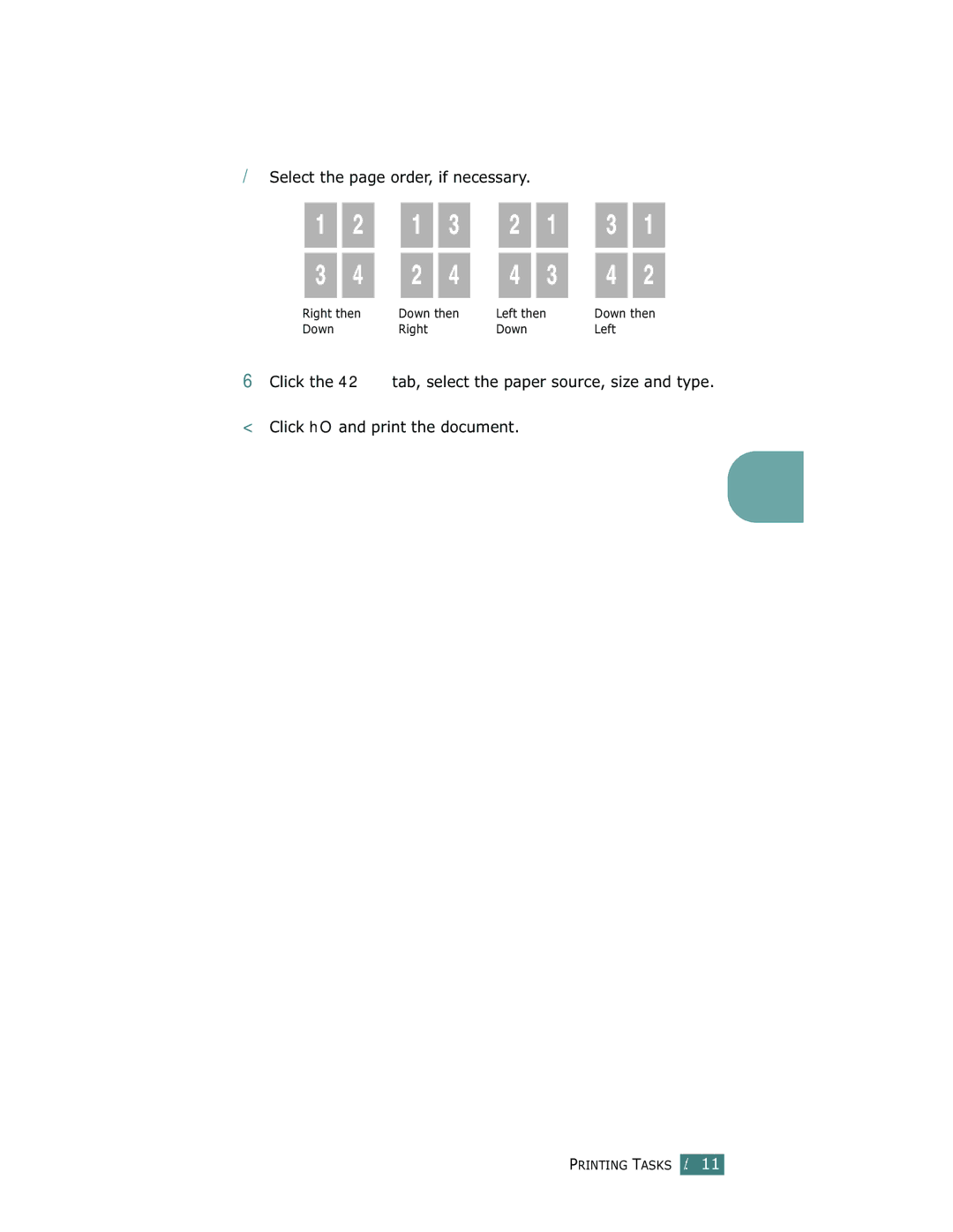 Samsung ML-1710 manual Select the page order, if necessary 