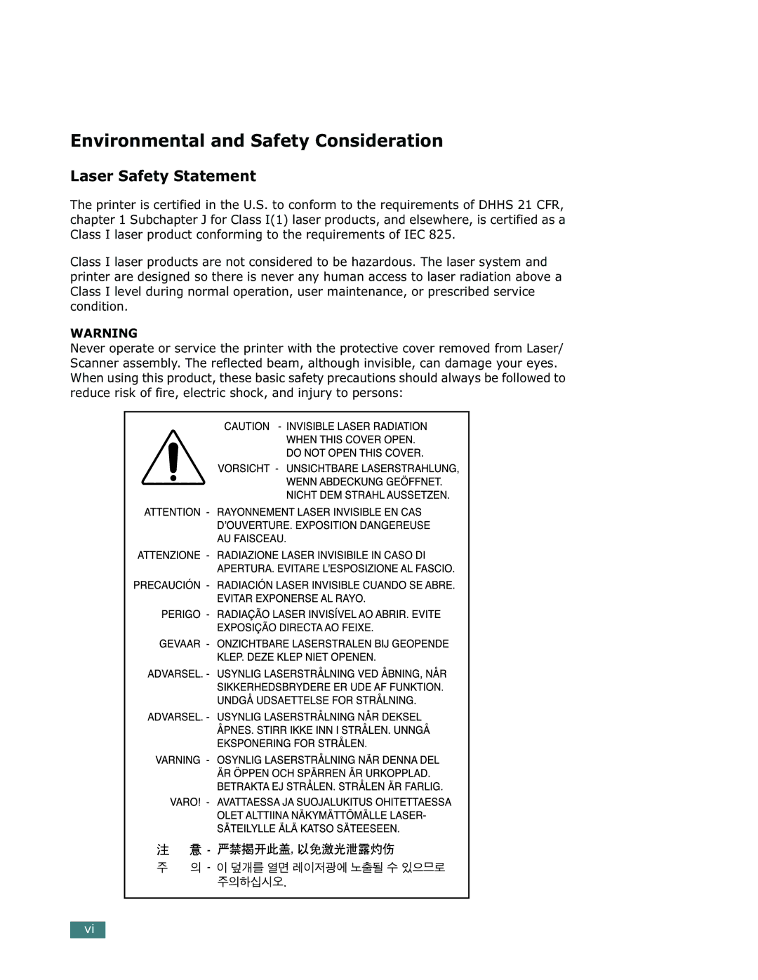 Samsung ML-1710 manual Environmental and Safety Consideration 