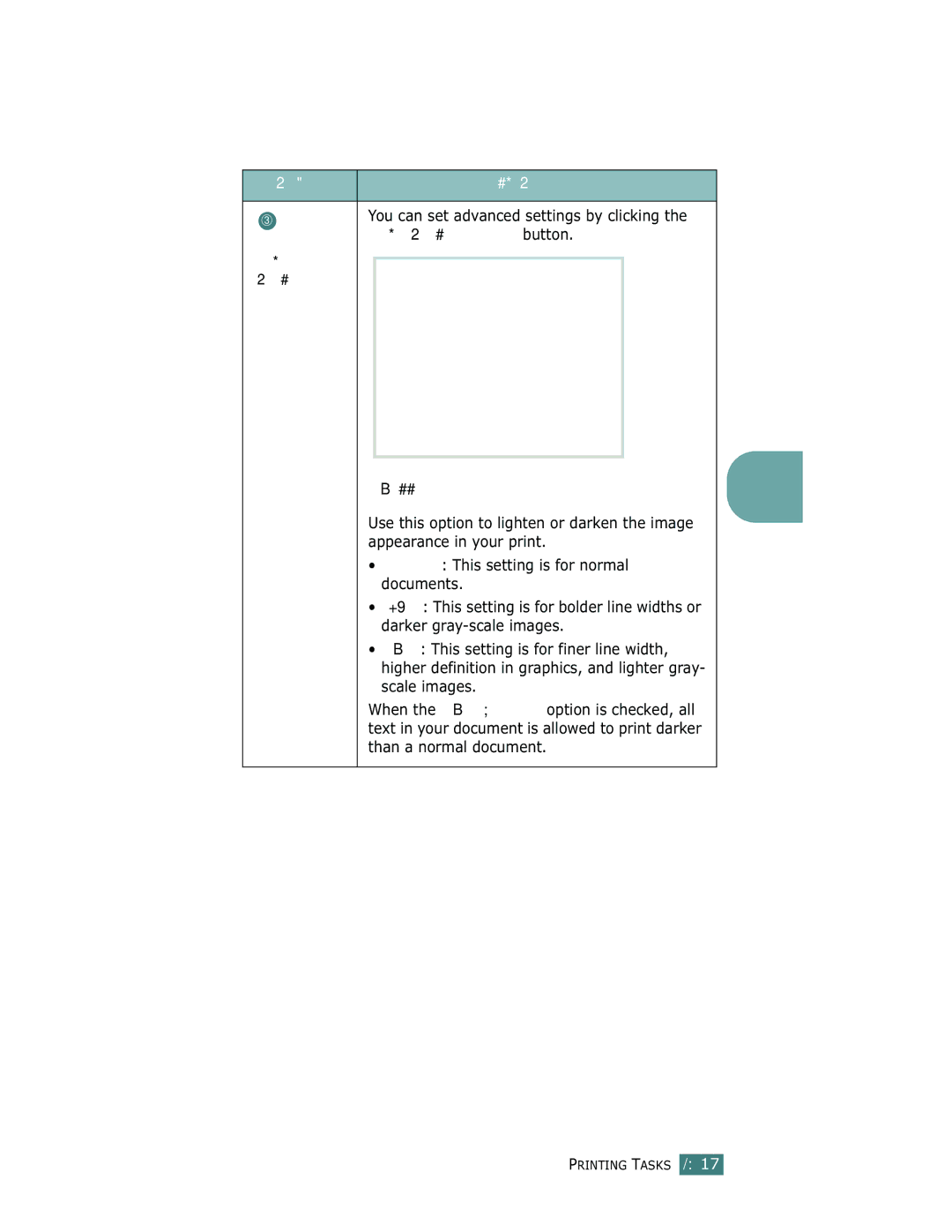 Samsung ML-1710 manual Advanced Options Darkness 