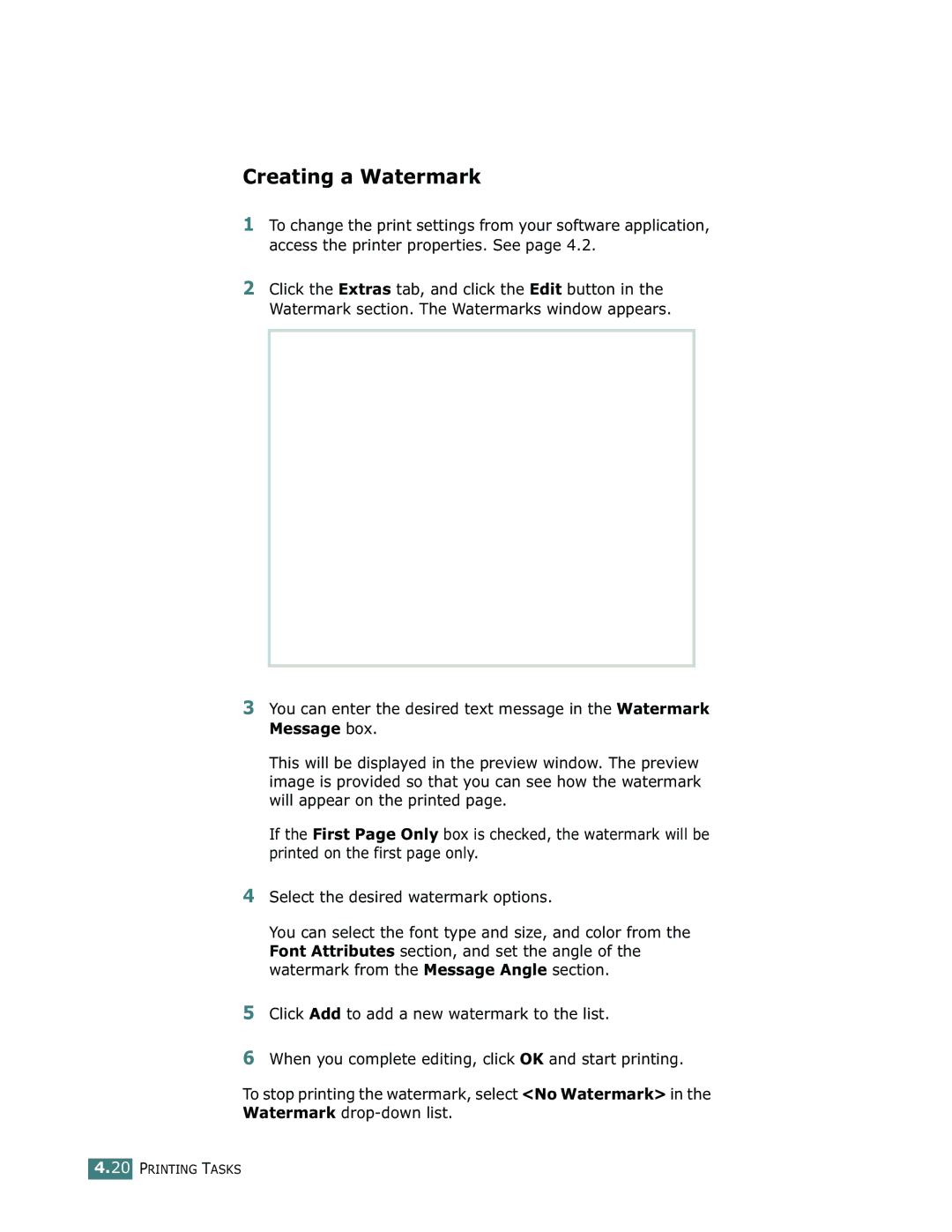 Samsung ML-1710 manual Creating a Watermark 