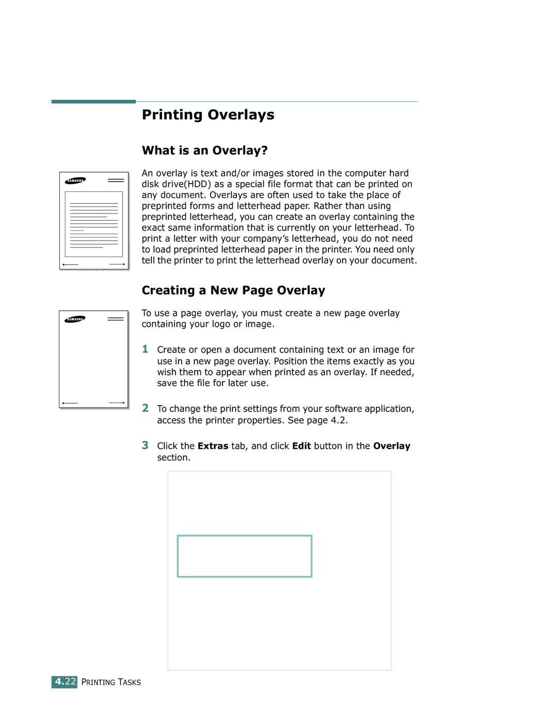 Samsung ML-1710 manual Printing Overlays, What is an Overlay?, Creating a New Page Overlay 