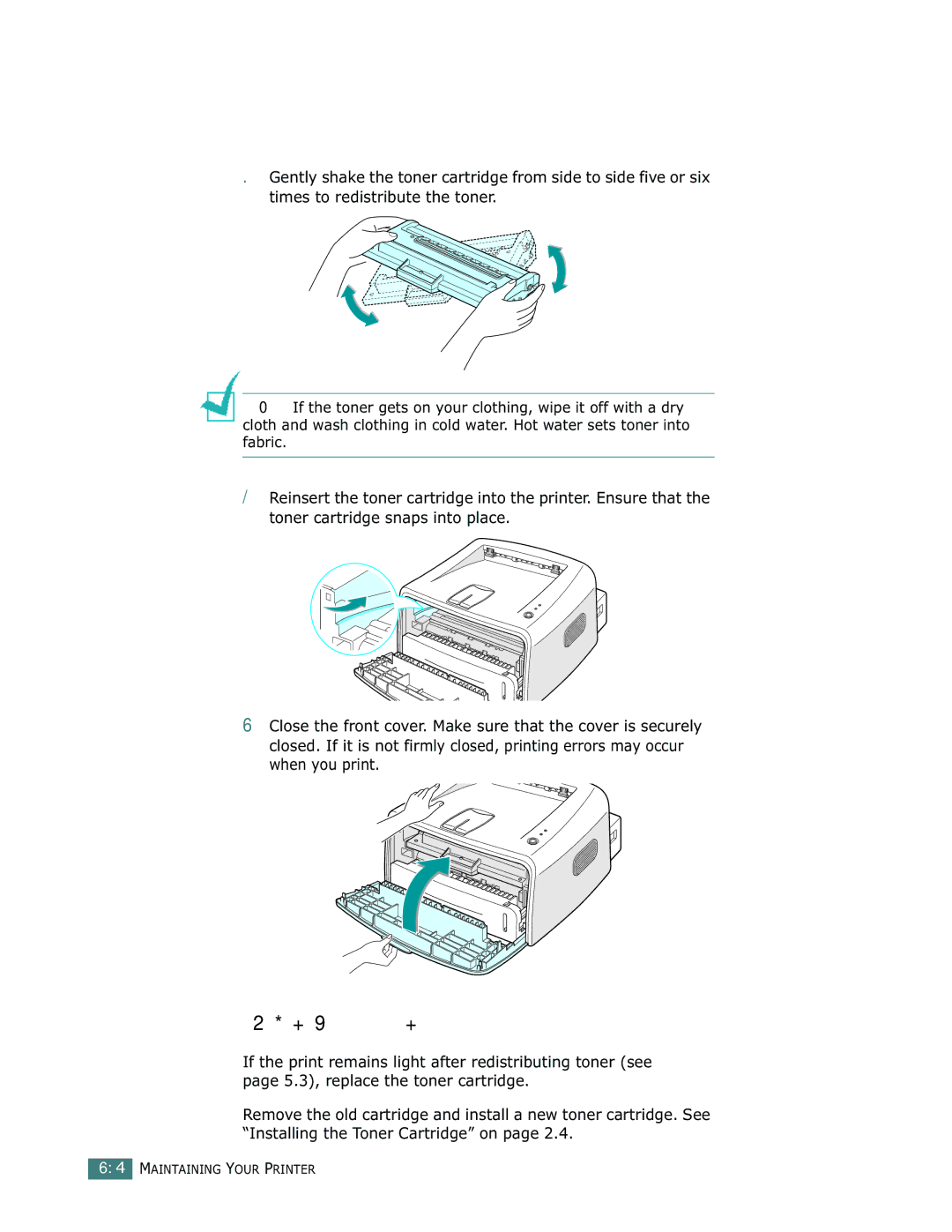 Samsung ML-1710 manual Replacing the Toner Cartridge 