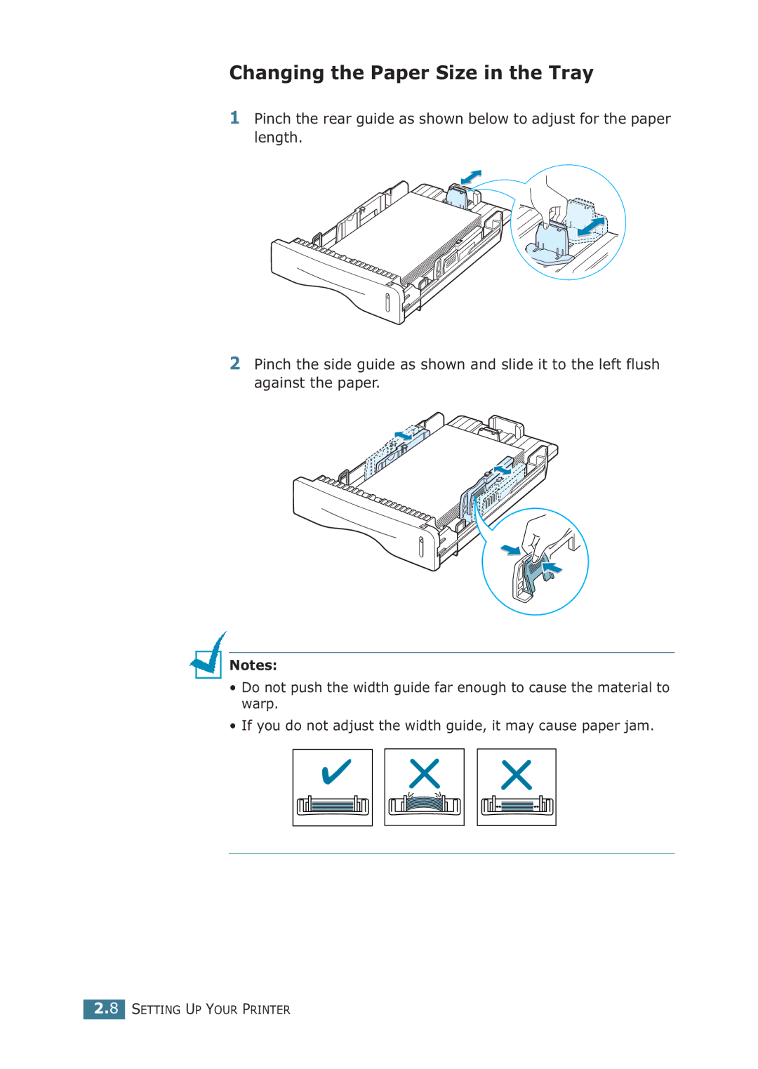 Samsung ML-1710P manual Changing the Paper Size in the Tray 