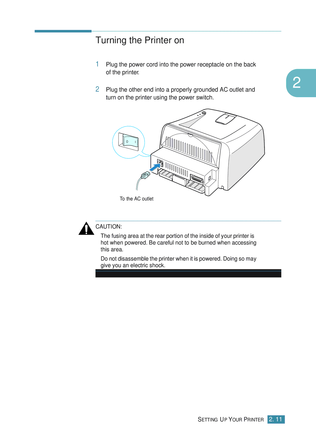 Samsung ML-1710P manual Turning the Printer on 