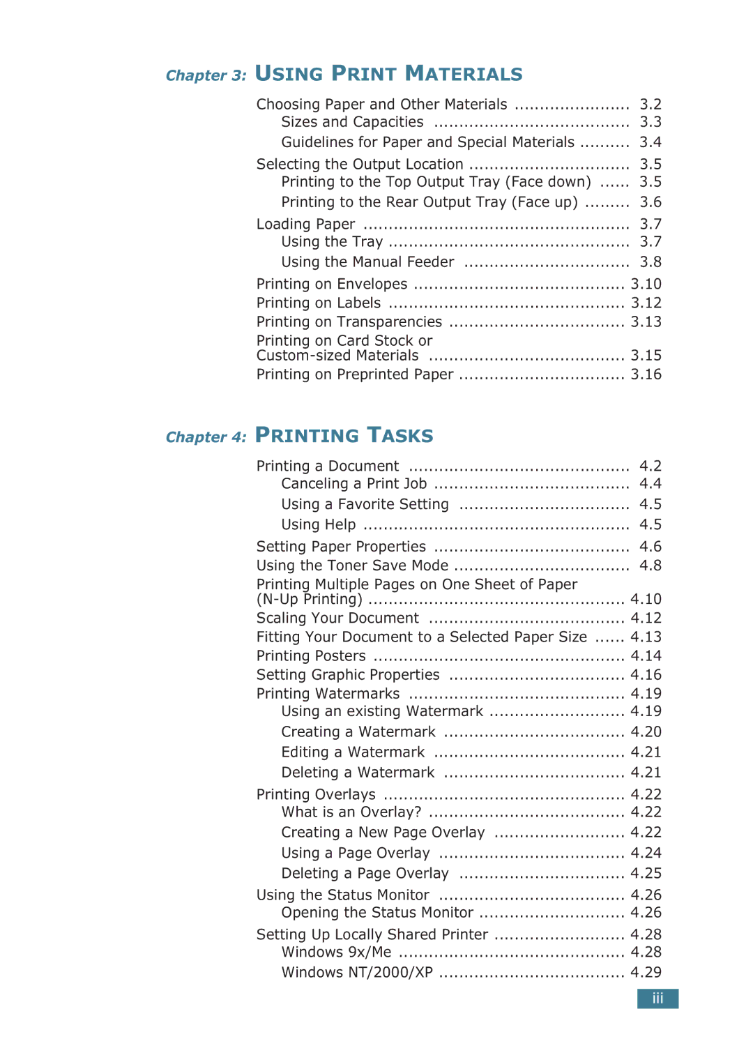 Samsung ML-1710P manual Printing on Card Stock or, Printing Multiple Pages on One Sheet of Paper 