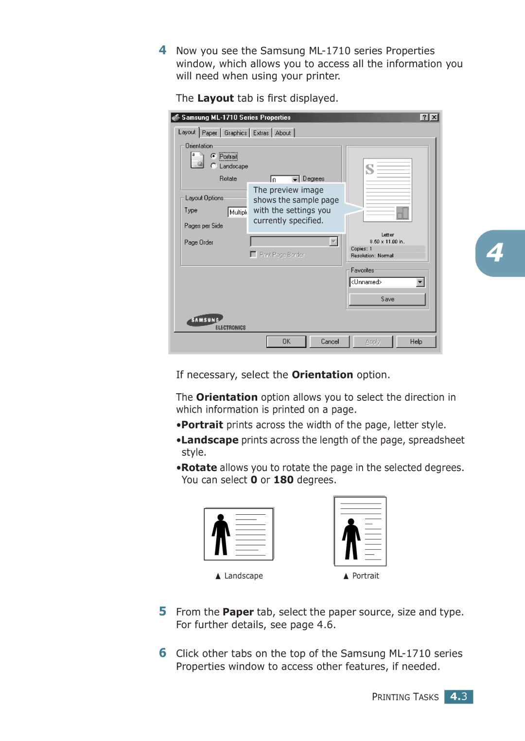 Samsung ML-1710P manual  Landscape 