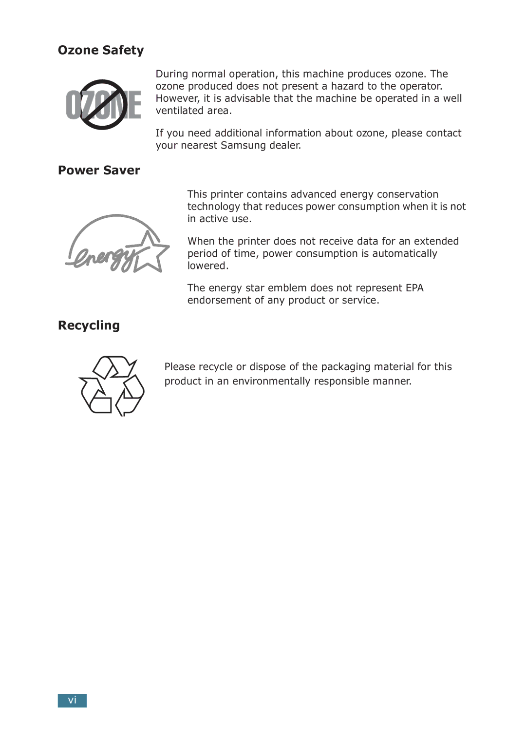 Samsung ML-1710P manual Ozone Safety 