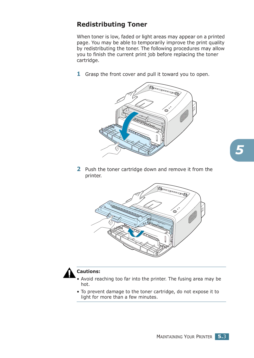 Samsung ML-1710P manual Redistributing Toner 