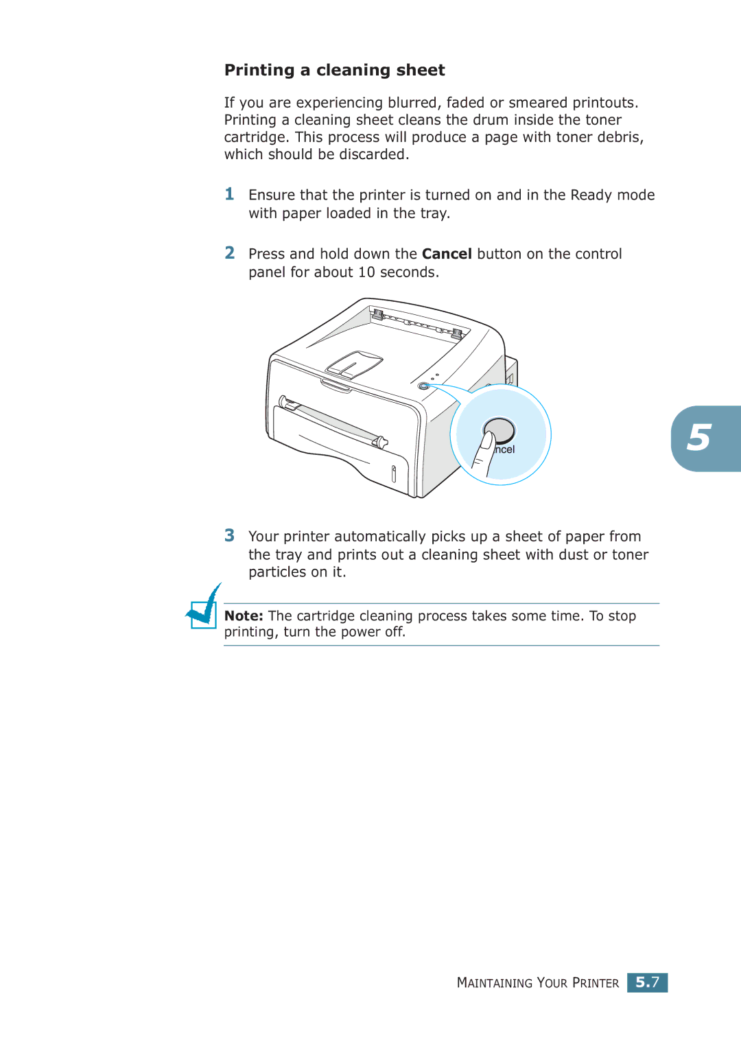 Samsung ML-1710P manual Printing a cleaning sheet 