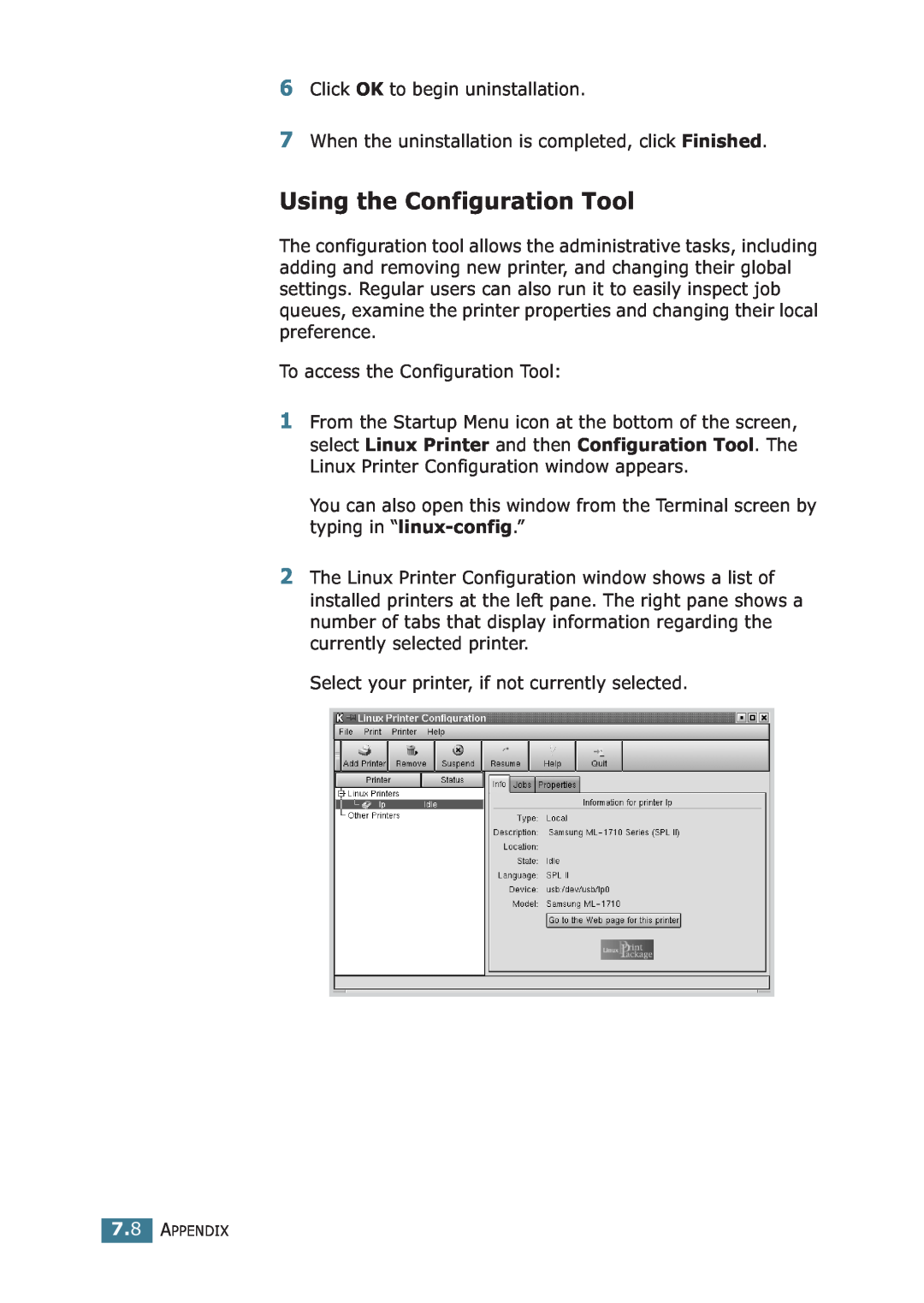 Samsung ML-1710P manual Using the Configuration Tool 