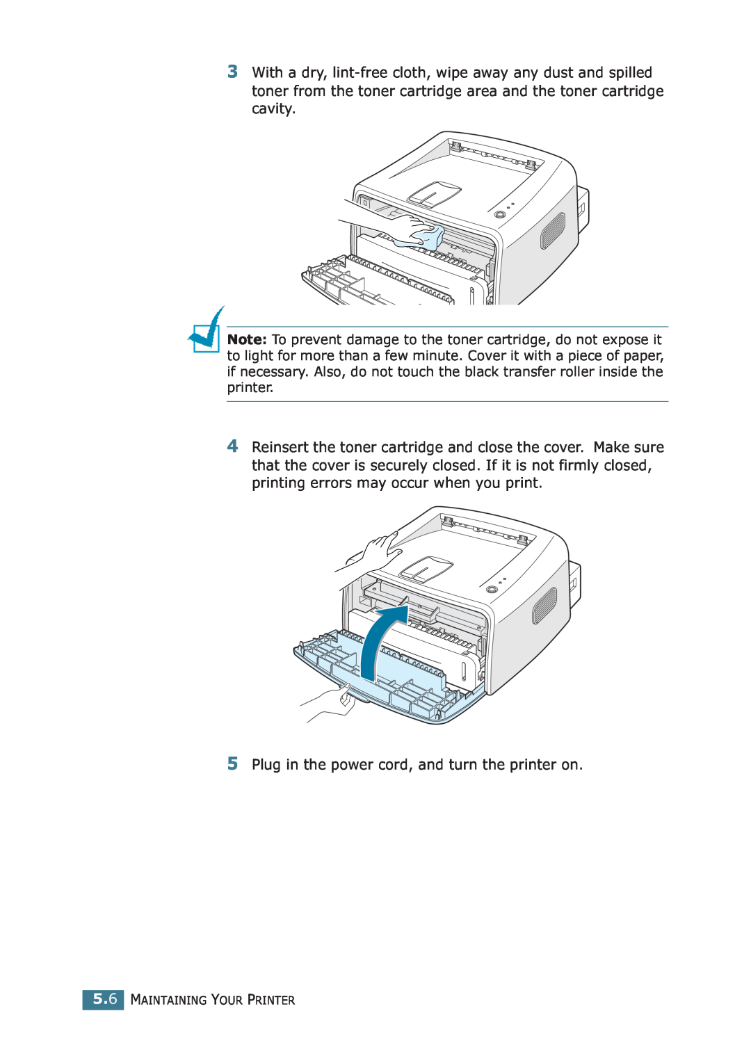Samsung ML-1710P manual Plug in the power cord, and turn the printer on 