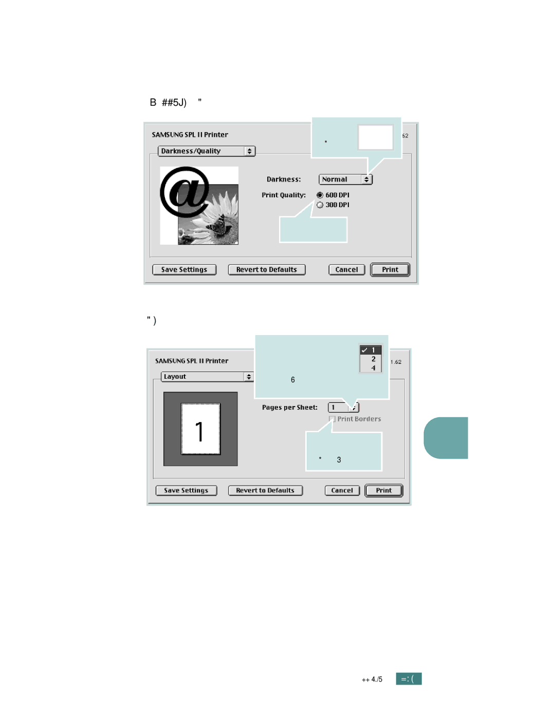 Samsung ML-1750 manual Darkness/Quality, Layout 