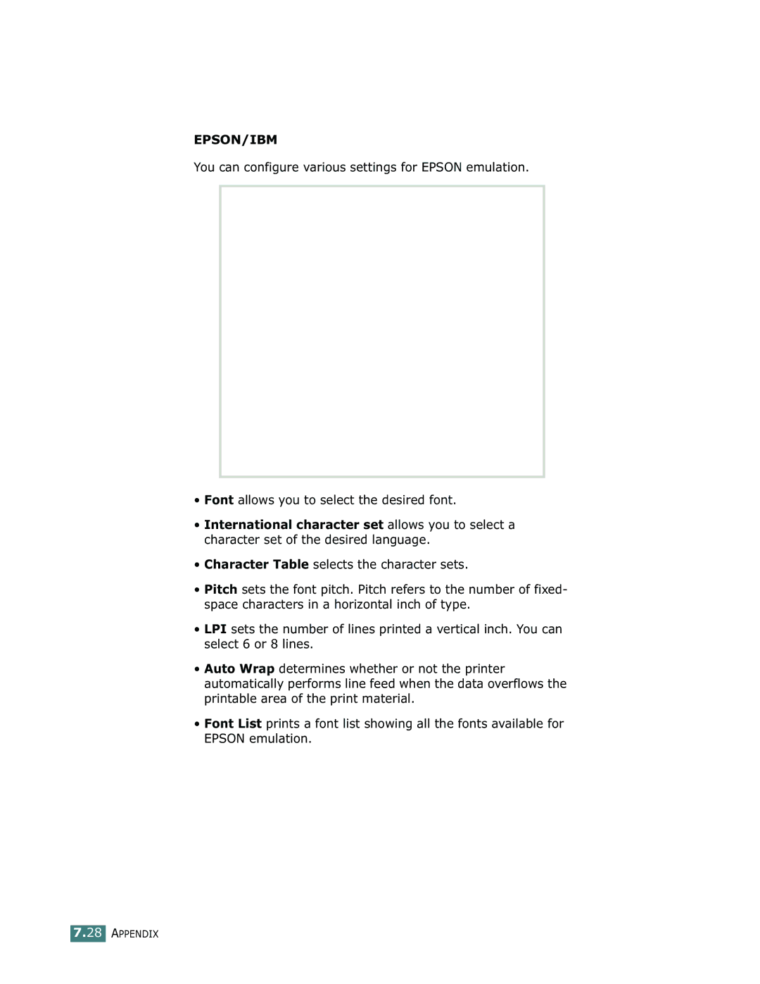 Samsung ML-1750 manual Epson/Ibm 