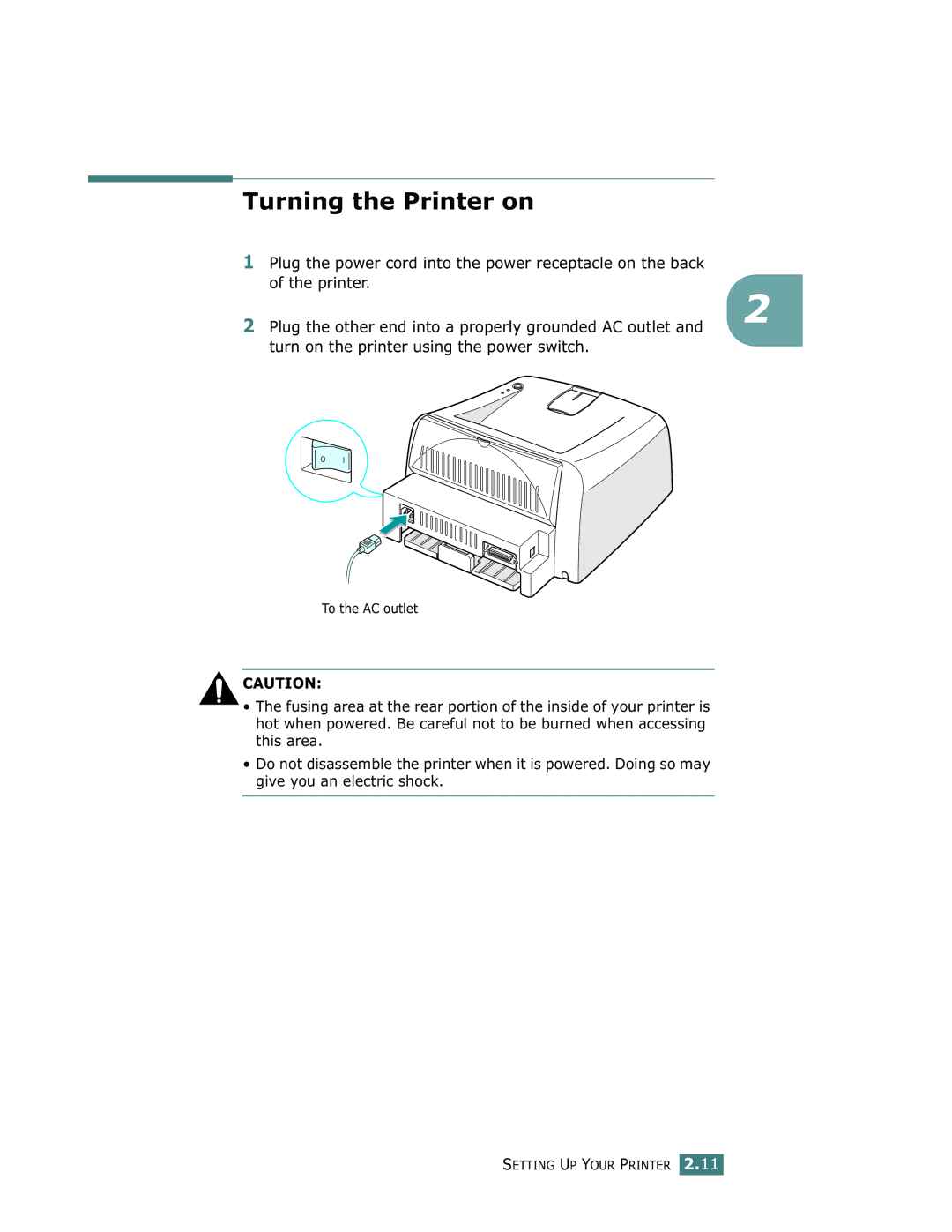 Samsung ML-1750 manual Turning the Printer on 