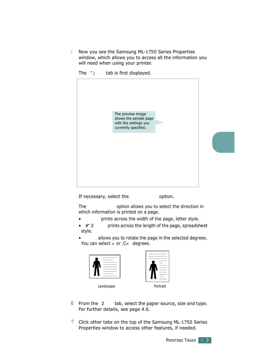 Samsung ML-1750 manual  Landscape 