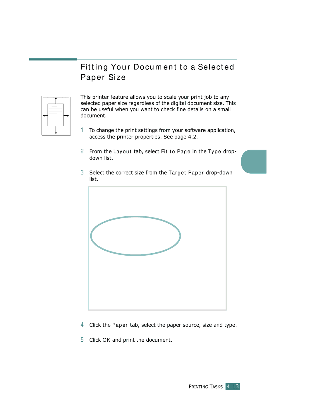 Samsung ML-1750 manual Fitting Your Document to a Selected Paper Size 