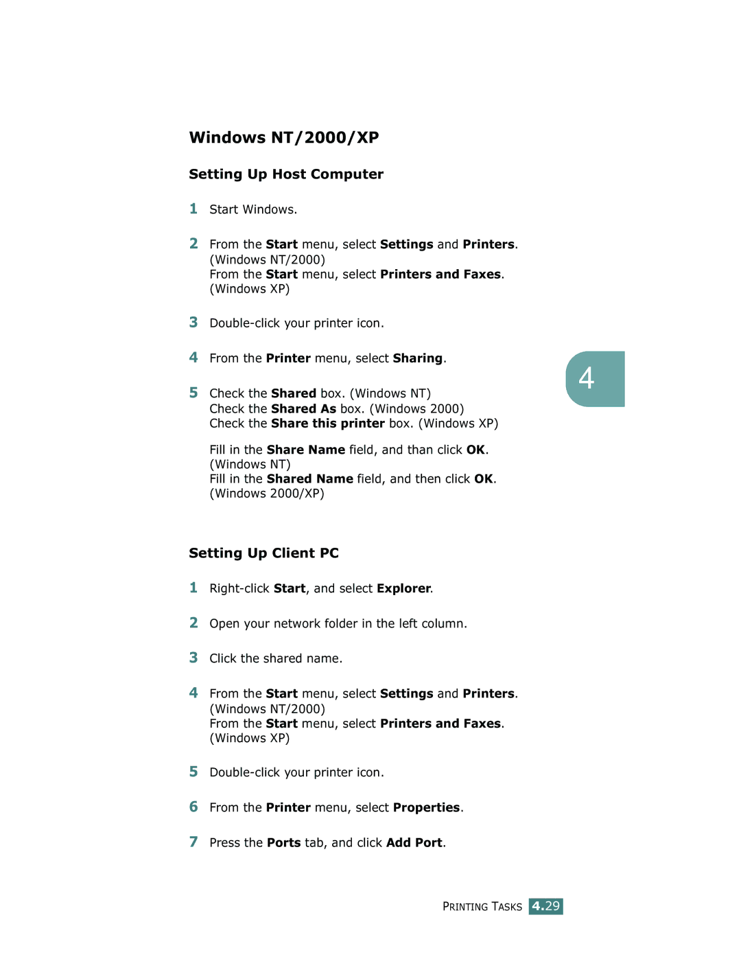 Samsung ML-1750 manual Windows NT/2000/XP 