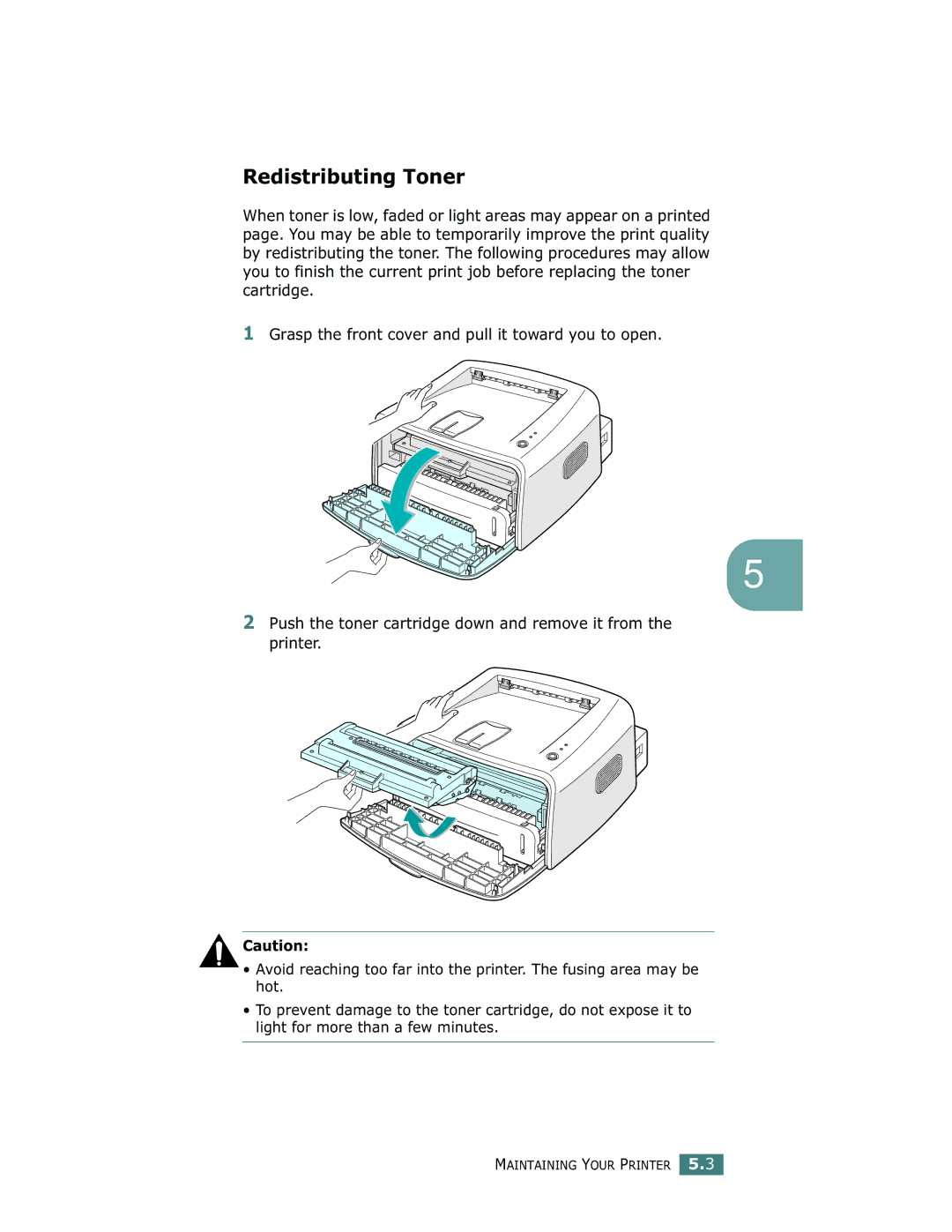 Samsung ML-1750 manual Redistributing Toner 