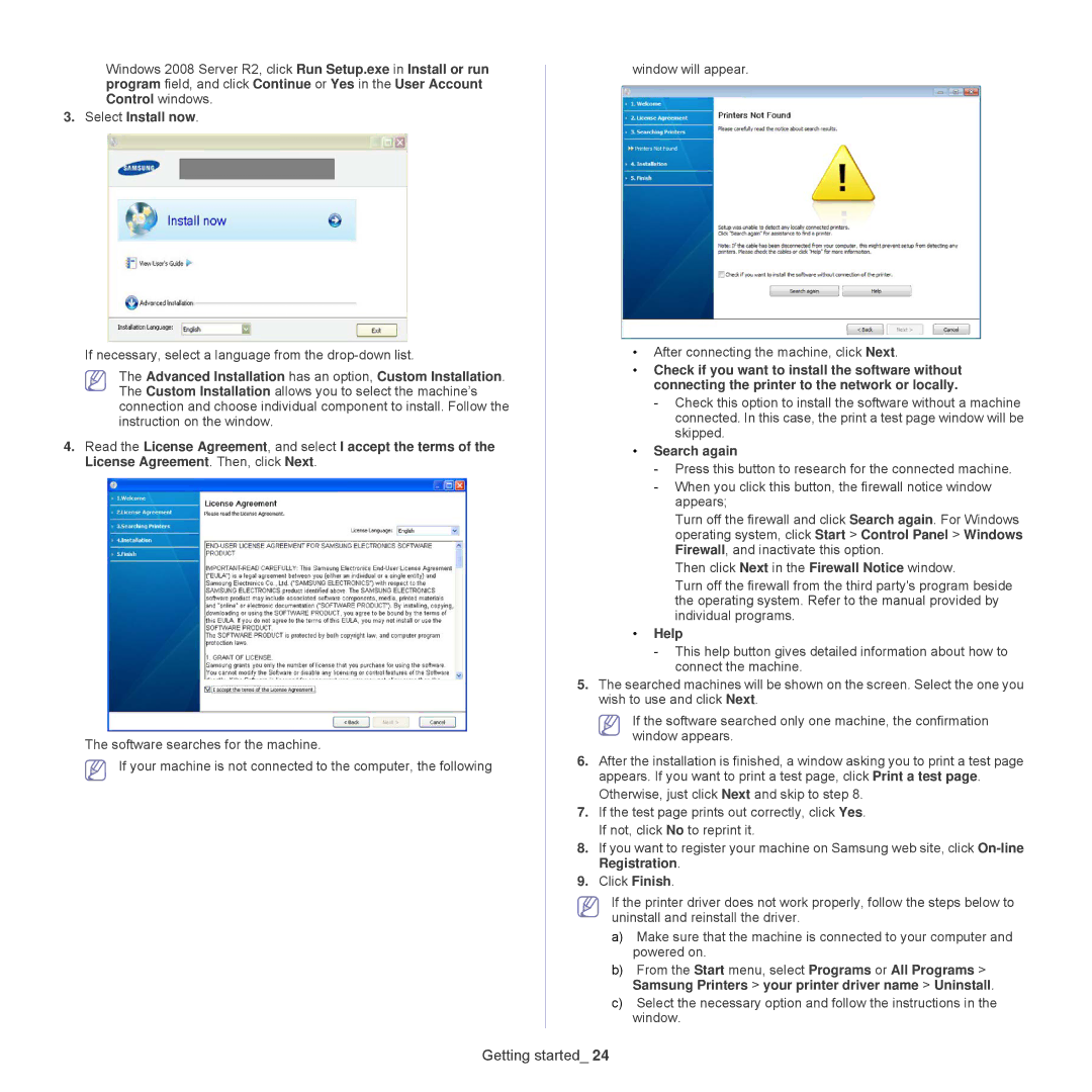 Samsung ML-1860, 1865 manual Select Install now, Search again, Help 