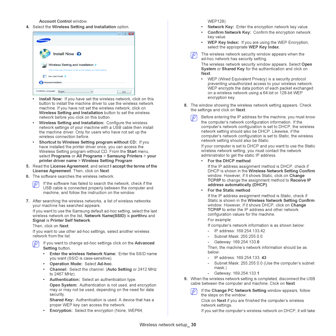 Samsung ML-186XW manual For the Dhcp method, For the Static method 