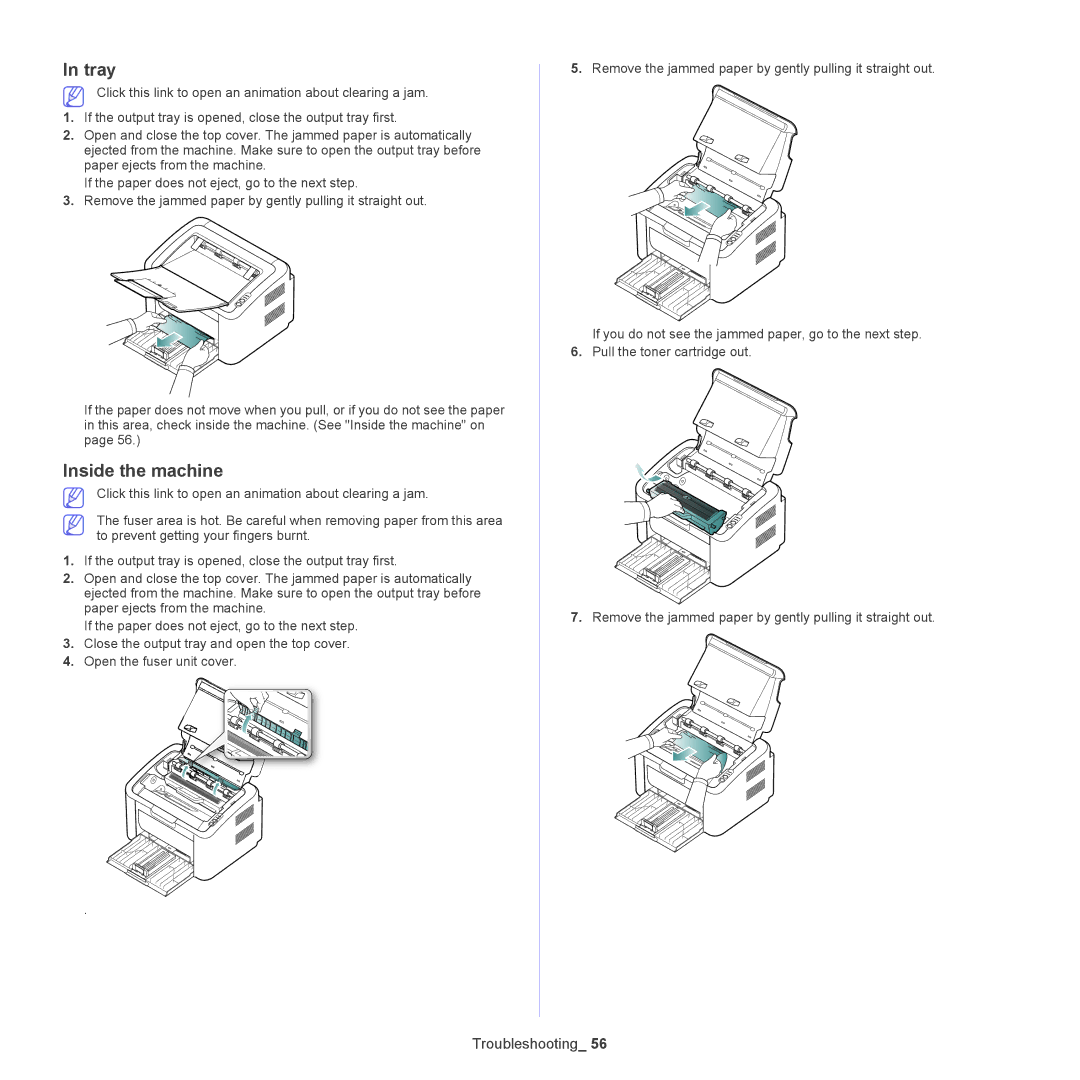 Samsung ML-186XW manual Tray, Inside the machine 