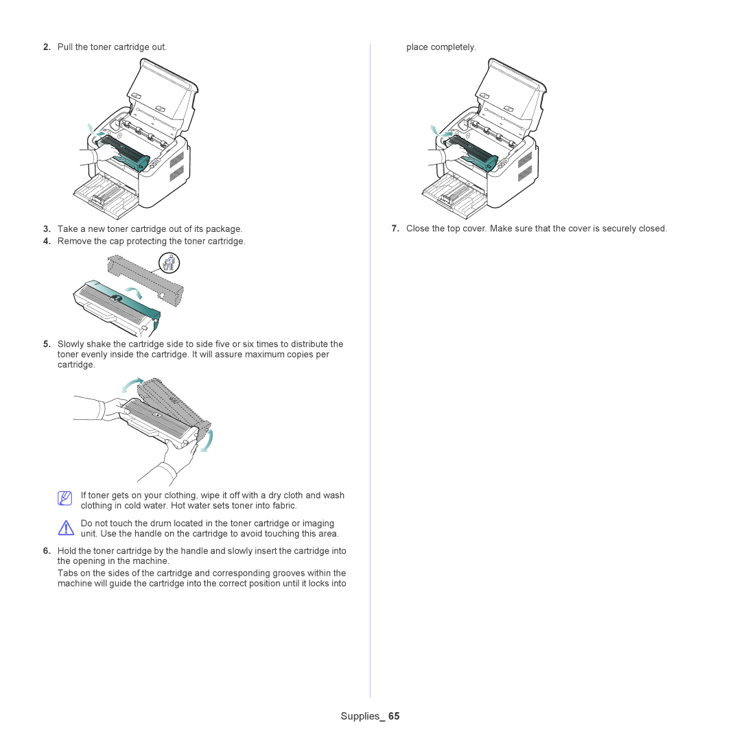 Samsung ML-186XW manual Supplies 