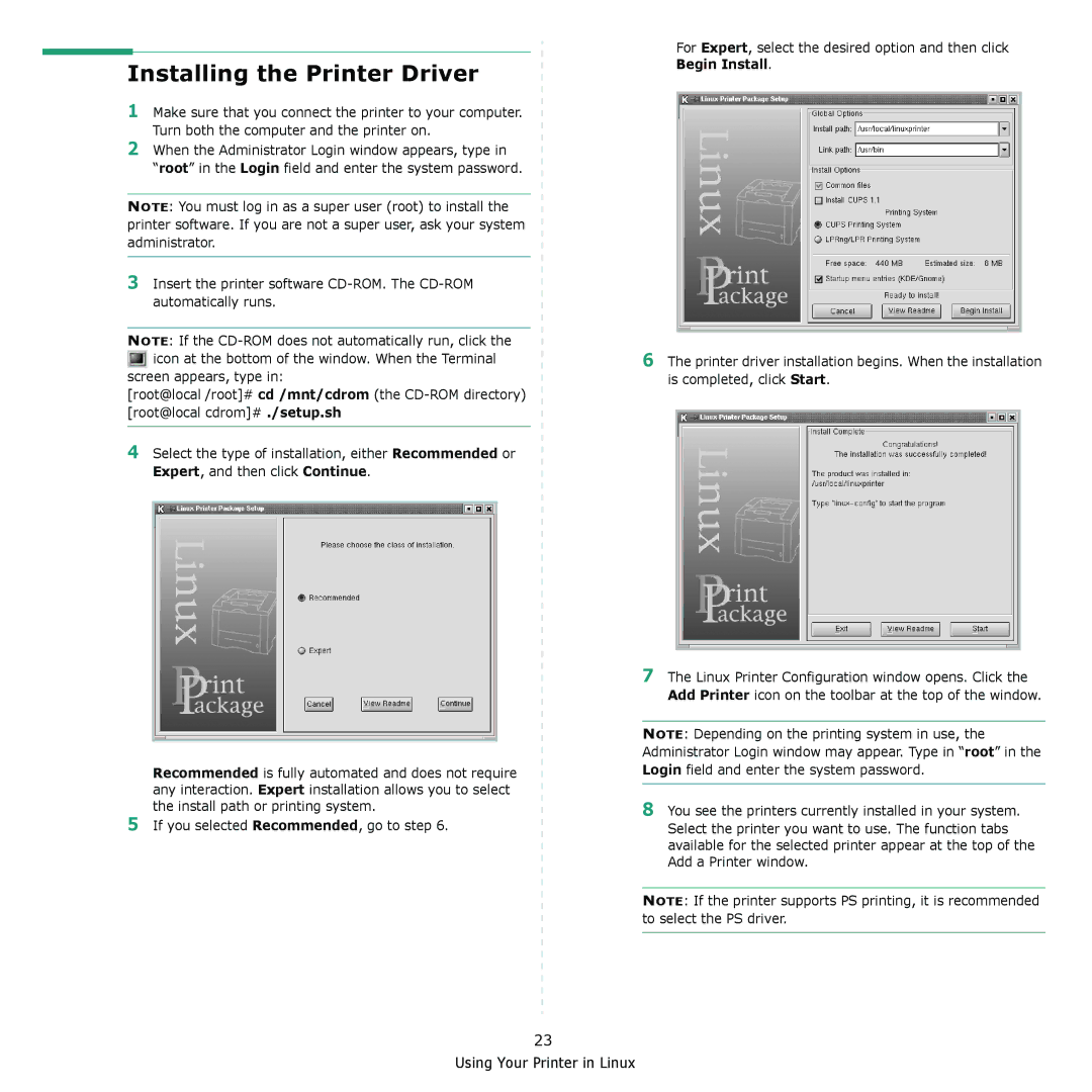 Samsung ML-2010 Series manual Installing the Printer Driver 