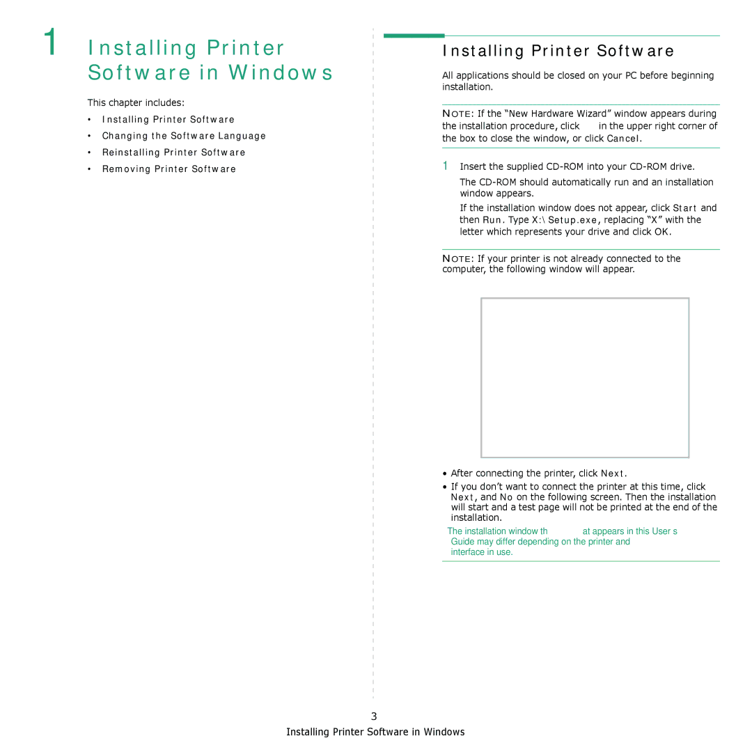 Samsung ML-2010 Series manual Installing Printer Software in Windows 