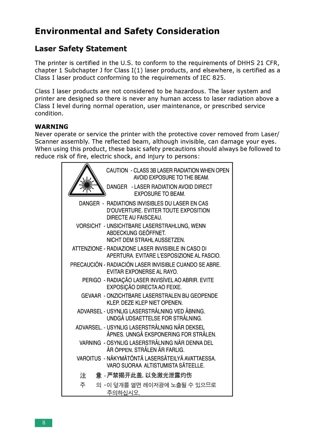 Samsung ML-2010 Series manual Environmental and Safety Consideration 